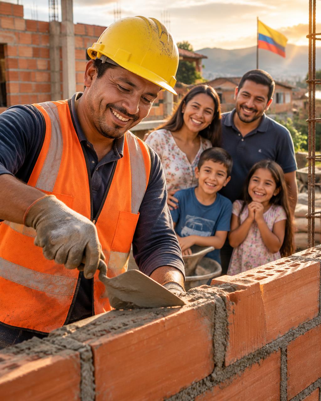 Profesional de construcción trabajando en un muro